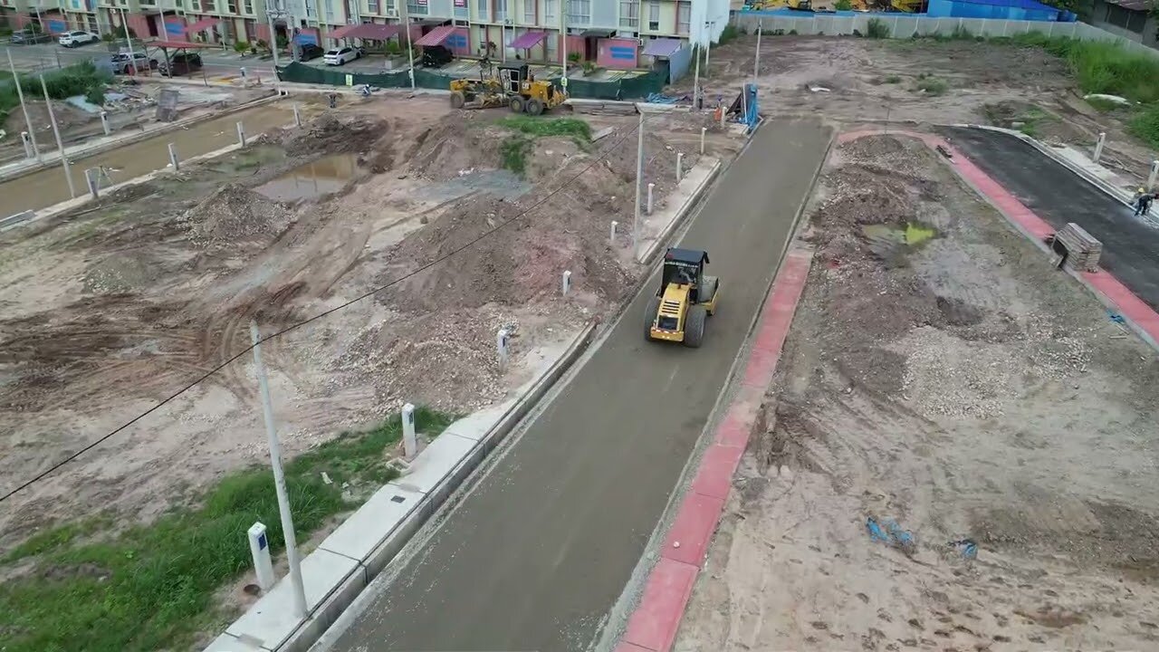 Vista aérea de obra de urbanización ejecutada por MGL